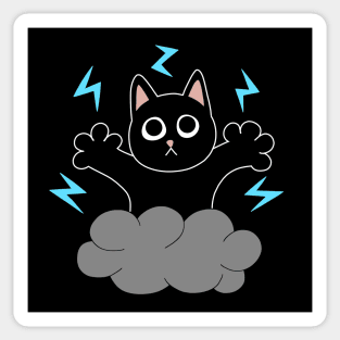 Blue Lightning Black Cat Sticker